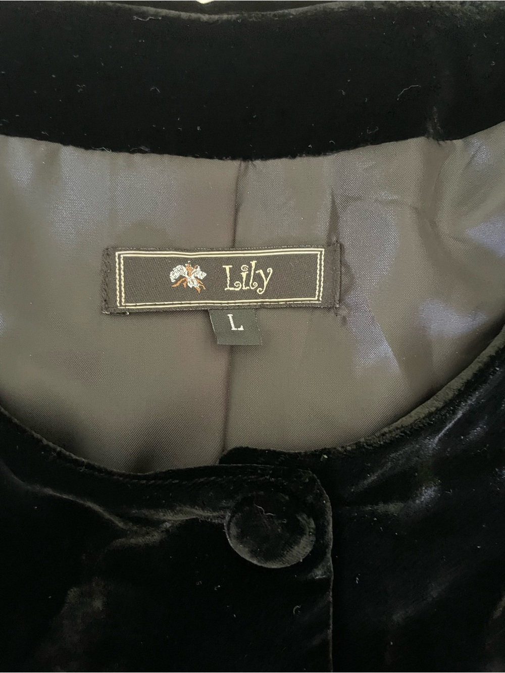 Vintage Lily Velvet Coat Jacket Women’s Large Black Silk/Rayon - Picture 2 of 10